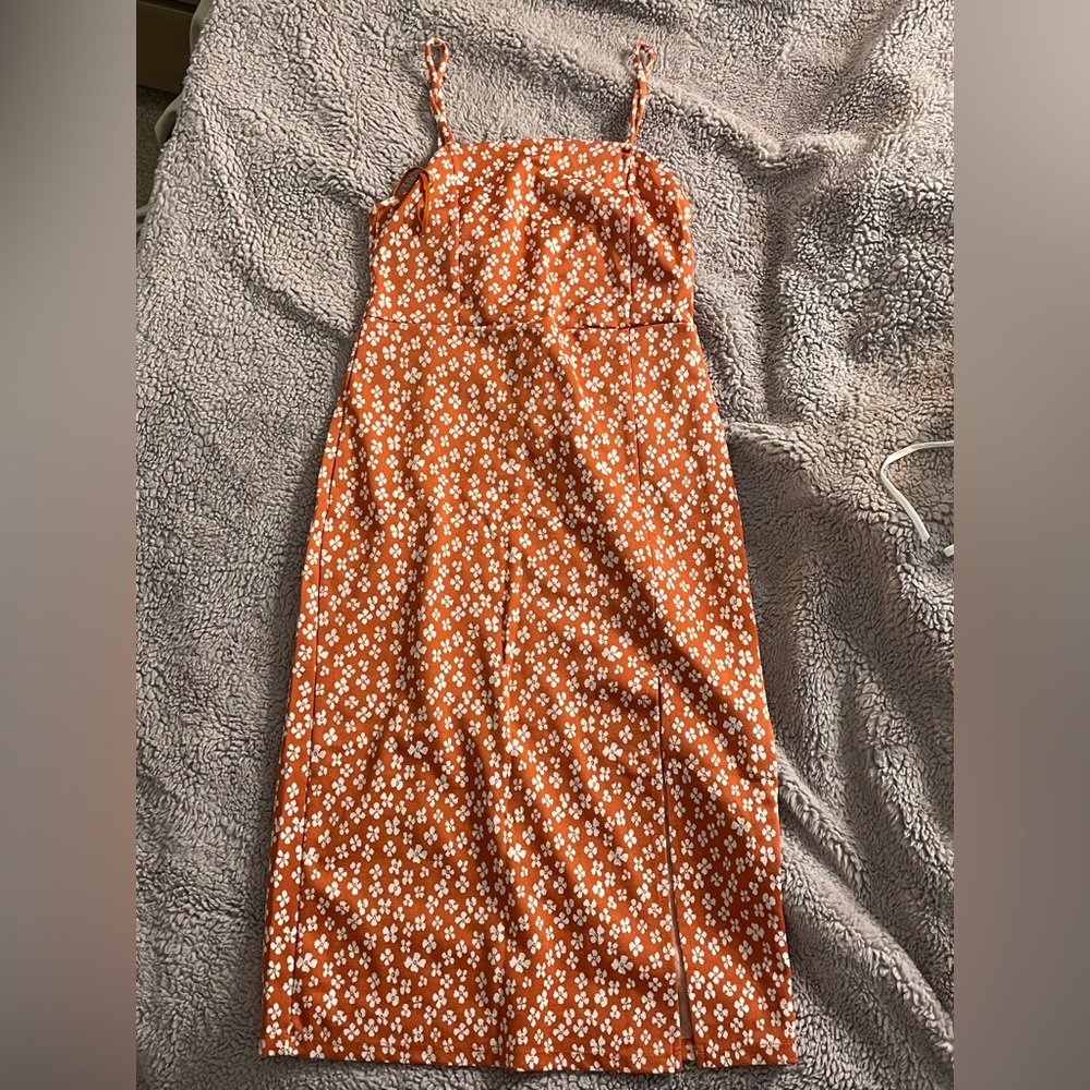 Zara Orange Floral Strapless Maxi Dress